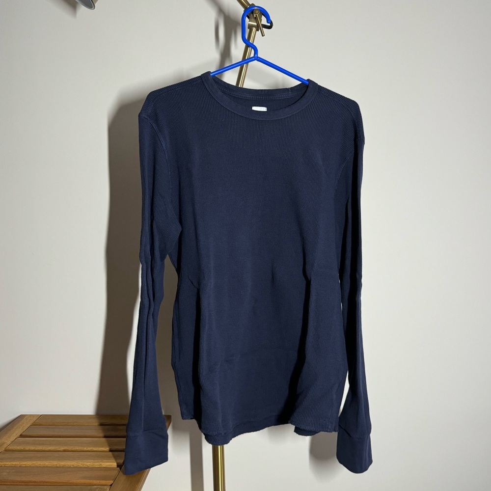 GAP - Navy Blue Waffle Crewneck T-Shirt Long sleeve - Men’s Large